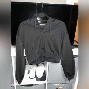 Shein black cropped hoodie